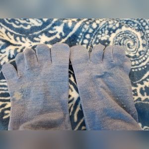Injinji Toesocks Wool Blue Outdoor Mens Size Large Mini Crew (small wear spot)